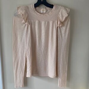 Nation LTD Ruffled Long Sleeve Top in Light Pink size small
